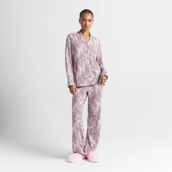 Skims Women's Pink Patterned Pajama Set NWT Size S